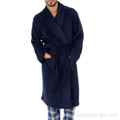 mens shawl collar fleece bathrobe custom luxury bathrobe